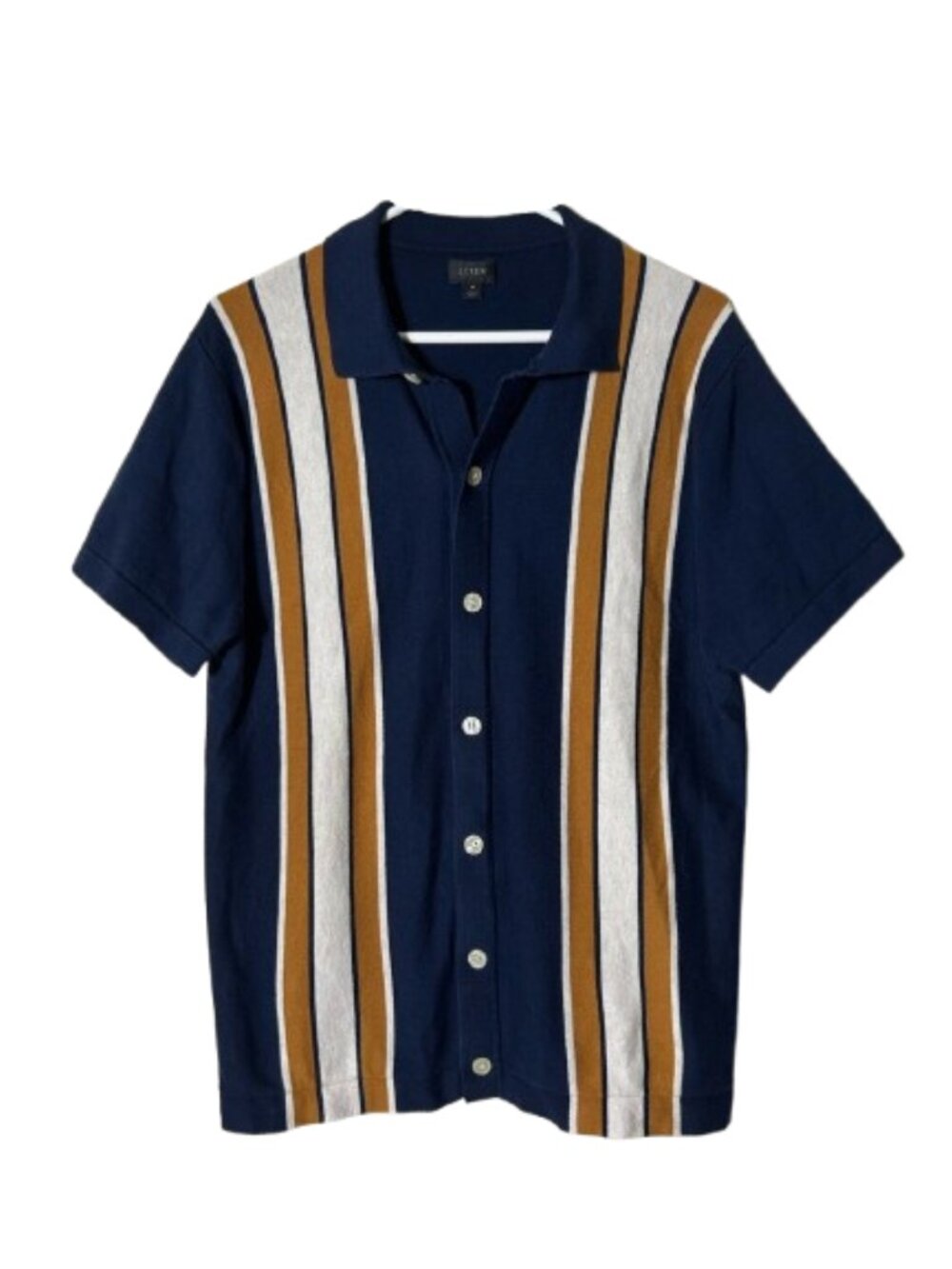 J. Crew vintage inspired short sleeve polo sweater men's M retro stripe cotton